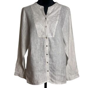 Sundance 100% Linen Pin Striped Boho Blouse – Size MP